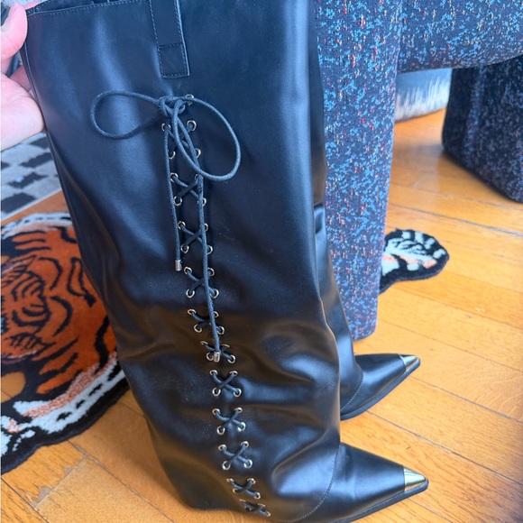 Only worn once Akira black pleather boots - Picture 3 of 6
